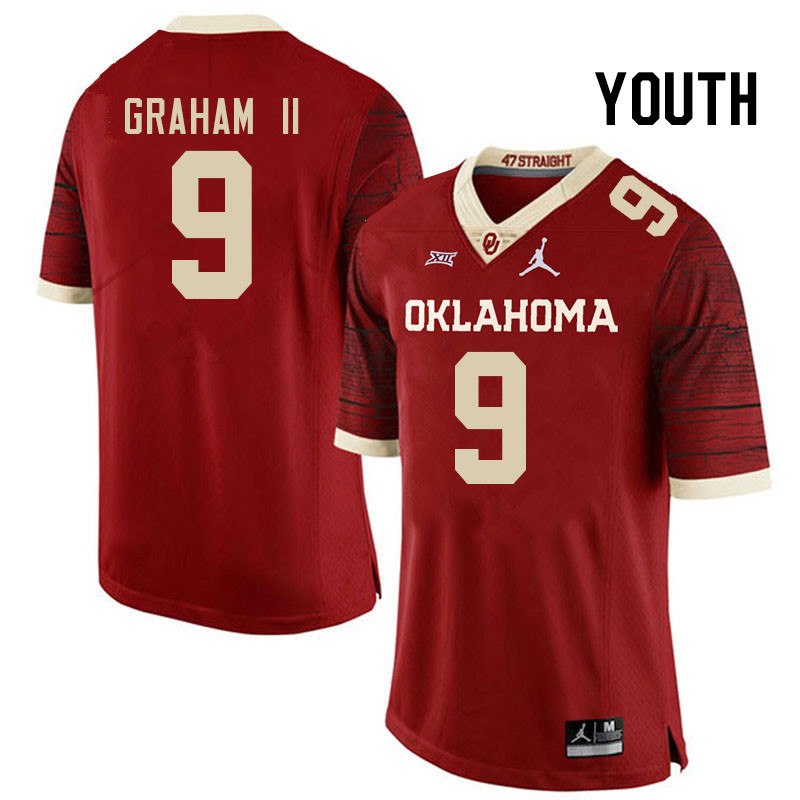 Youth #9 D.J. Graham II Oklahoma Sooners College Football Jerseys Stitched-Retro